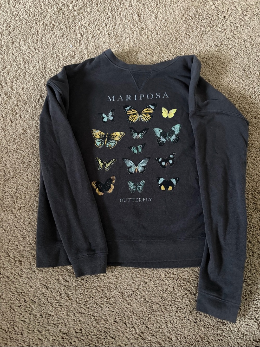 Mariposa Black Sweatshirt with Multicolor Butterfly Print